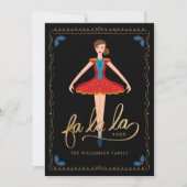 Fa La La La Kerstman Nutkraker Ballet Dancer Black Feestdagenkaart (Voorkant)