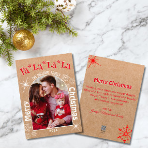 fa la la la, kerstmis boog foto kraft chic feestdagenkaart