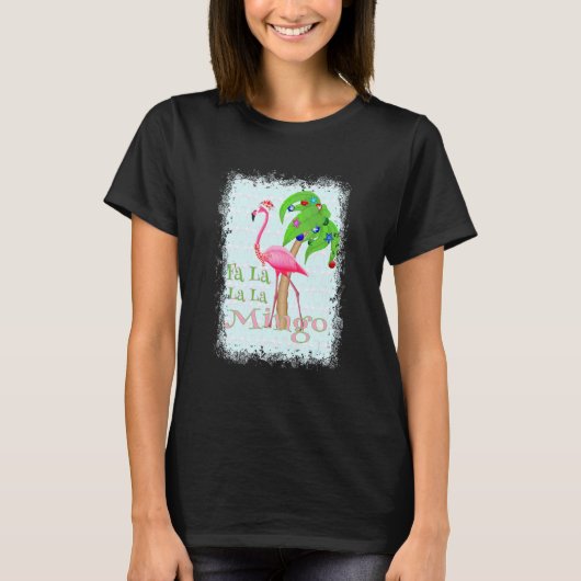 Fa La La La Kerstmis Flamingo Beach mas T-shirt (Voorkant)