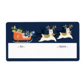Fa La La La Kerstmis Llama Reindeers & Sleigh Gift Etiket (Voorkant)