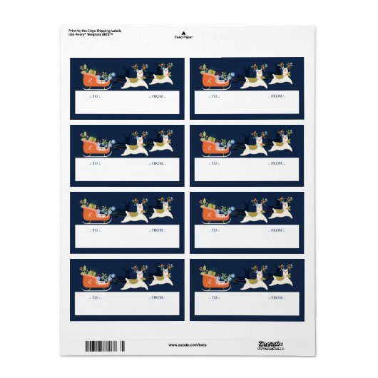 Fa La La La Kerstmis Llama Reindeers & Sleigh Gift Etiket (Full Sheet)