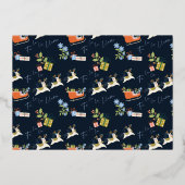 Fa La La La Kerstmis Llama Reindeers & Sleigh Gift Folie Feestdagenkaart (Achterkant)