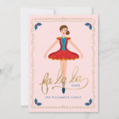 Fa La La La KerstNutkraker Ballet Dancer Pink Feestdagenkaart (Voorkant)