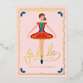 Fa La La La KerstNutkraker Ballet Dancer Pink Folie Feestdagenkaart (Voorkant)