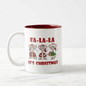 Fa La La La Kerstt T-shirts en cadeaus Tweekleurige Koffiemok (Links)