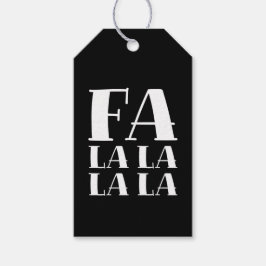 FA LA LA LA Kranige Festive Zwart-Wit Kerst Cadeaulabel