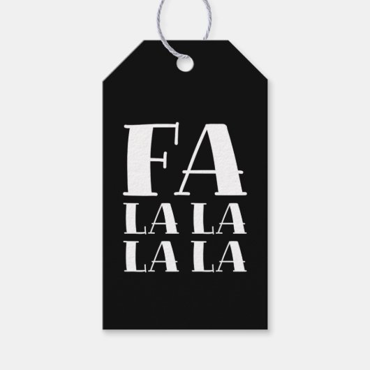 FA LA LA LA Kranige Festive Zwart-Wit Kerst Cadeaulabel (Voorkant)