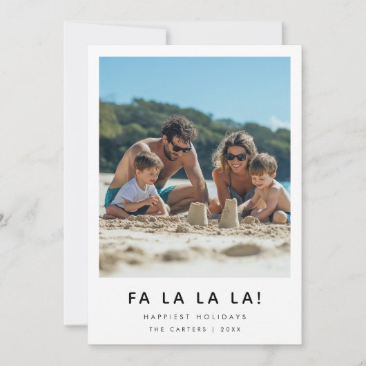 Fa La La La La Beach Familie Kerstkaart (Voorkant)