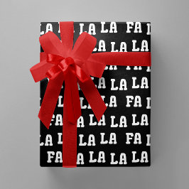 Fa La La La La Black & White Playful Christmas Cadeaupapier