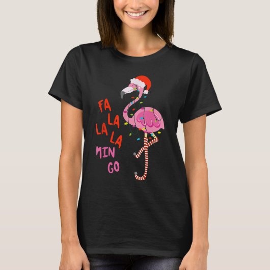 Fa La La La La Flamingo Kerstmis T-shirt (Voorkant)