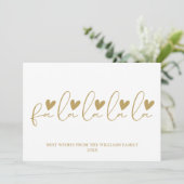 Fa La La La La Gold Script Foto Kerstmis Feestdagenkaart (Staand voorkant)