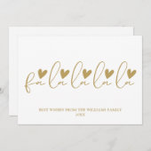 Fa La La La La Gouden Script Kerstmis Feestdagenkaart (Voorkant / Achterkant)