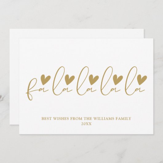 Fa La La La La Gouden Script Kerstmis Feestdagenkaart (Voorkant / Achterkant)