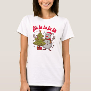 Fa la la la la kerst, grappige sneeuwman t-shirt