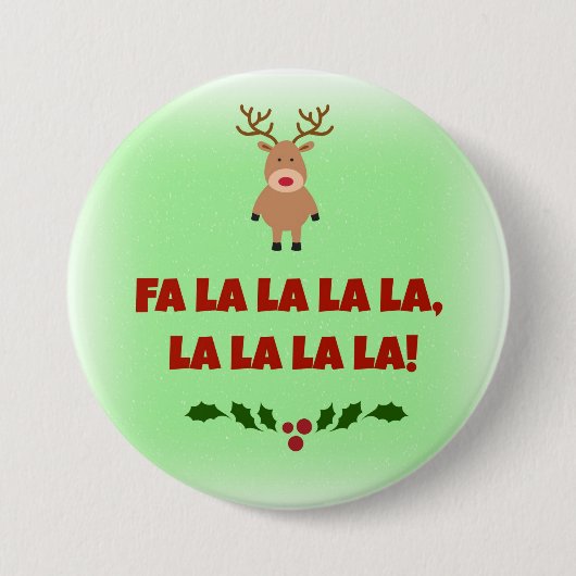 Fa la la la la Kerst Knop Ronde Button 7,6 Cm (Voorkant)