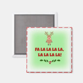 Fa La La La La Kerst Vierkant Button Magneet (Voorkant / Achterkant)