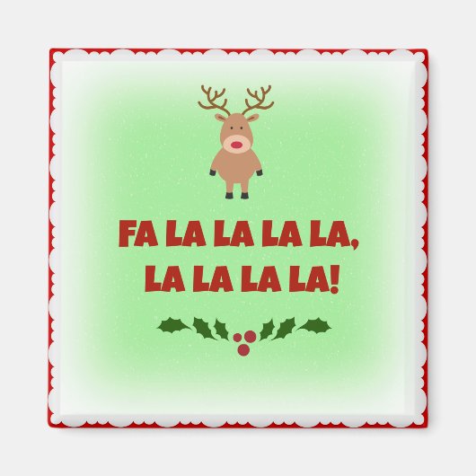 Fa La La La La Kerst Vierkant Button Magneet (Voorkant)