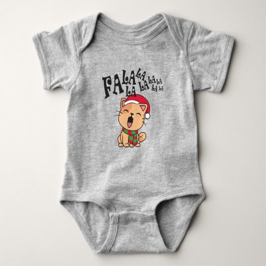 Fa La La La La kerstkat Singiing Baby Bodysuit (Voorkant)