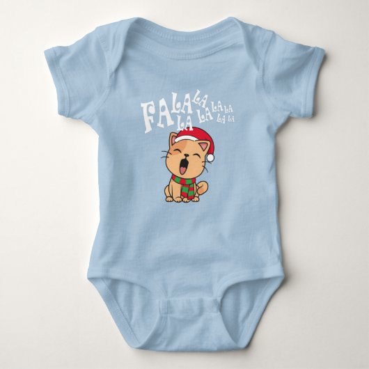 Fa La La La La kerstkat Singiing Baby Bodysuit (Voorkant)