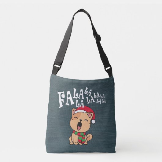 Fa La La La La kerstkat Singing Crossbody Bag Tas (Voorkant)