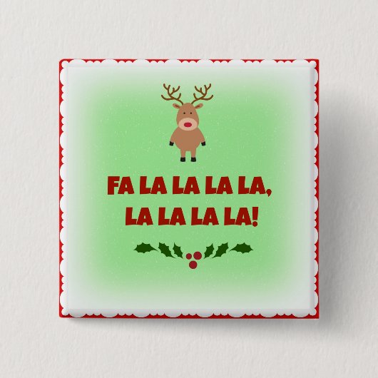 Fa la la la la  Kerstmis  Knop Vierkante Button 5,1 Cm (Voorkant)