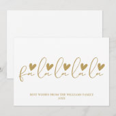 Fa la la la la la gouden kerstscript feestdagenkaart (Voorkant / Achterkant)