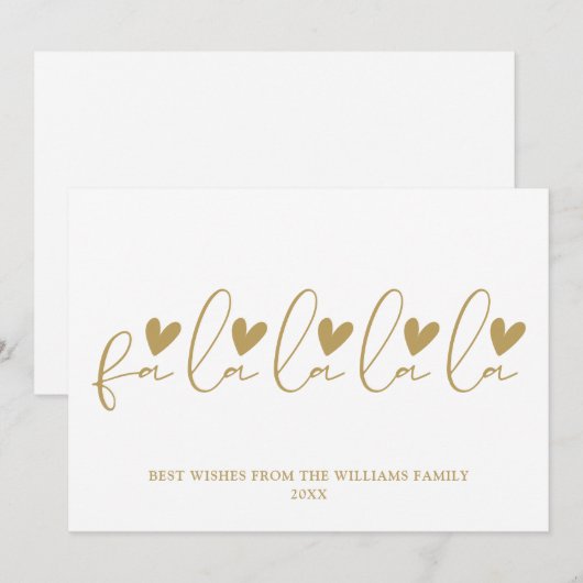 Fa la la la la la gouden kerstscript feestdagenkaart (Voorkant / Achterkant)