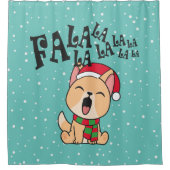 Fa La La La La La kerstdog zingende douwergordijn Douchegordijn (Voorkant)