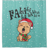Fa La La La La La kerstkat zingende douwergordijn Douchegordijn (Voorkant)
