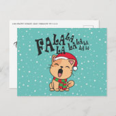 Fa La La La La La La La kerstkat Singing | BRIEFKA Briefkaart (Voorkant / Achterkant)