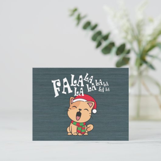 Fa La La La La La La La kerstkat Singing | BRIEFKA Briefkaart (Staand voorkant)