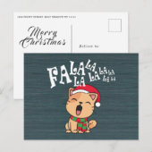 Fa La La La La La La La kerstkat Singing | BRIEFKA Briefkaart (Voorkant / Achterkant)