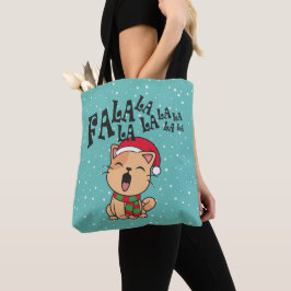 Fa La La La La La La La kerstkat Singing | CANVAS  Tote Bag