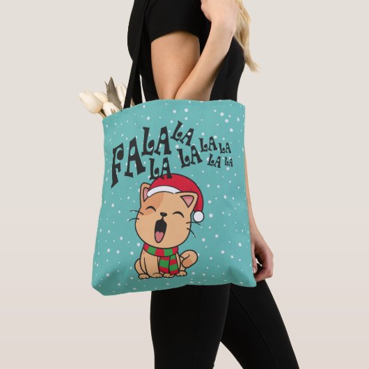 Fa La La La La La La La kerstkat Singing | CANVAS Tote Bag (Dichtbij)