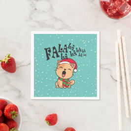 Fa La La La La La La La kerstkat Singing | Napkin Servet