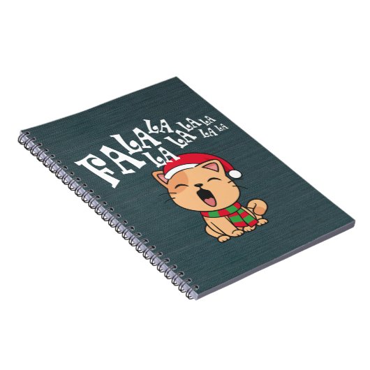 Fa La La La La La La La kerstkat Singing | NOTITIE Notitieboek (Rechterzijde)