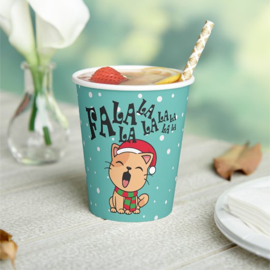 Fa La La La La La La La kerstkat Singing | Papiere Papieren Bekers (Insitu)
