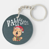 Fa La La La La La La La kerstkat Singing | SLEUTEL Sleutelhanger (Achterkant)