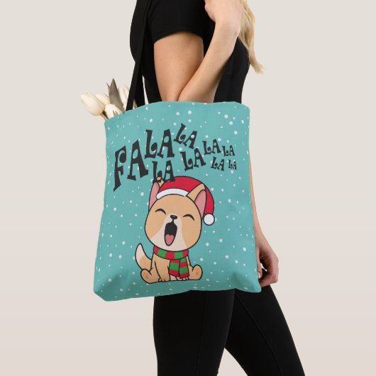 Fa La La La La La La La La Kerstdog Singing | CANV Tote Bag (Dichtbij)