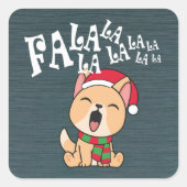 Fa La La La La La La La La Kerstdog Zingende Stick Vierkante Sticker (Voorkant)