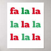 Fa La La La La La Print kerstkarol Red Green Art (Voorkant)