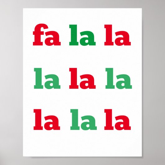 Fa La La La La La Print kerstkarol Red Green Art (Voorkant)
