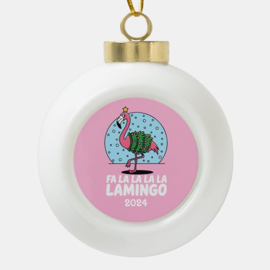 Fa La La La La Lamingo Keramische Bal Ornament (Voorkant)