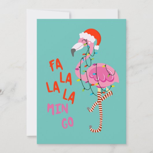 Fa La La La La mingo Flamingo voor kerstfeestdagen Kaart (Voorkant)