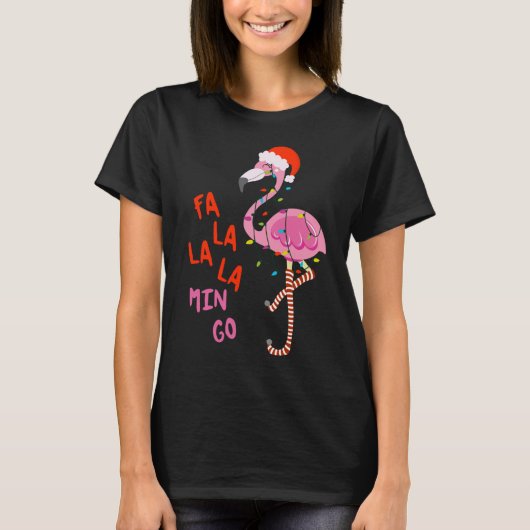 Fa La La La La mingo Flamingo voor kerstfeestdagen T-shirt (Voorkant)