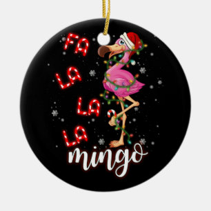 Fa La La La La Mingo Flamingo voor Kerstmis Pajama Keramisch Ornament