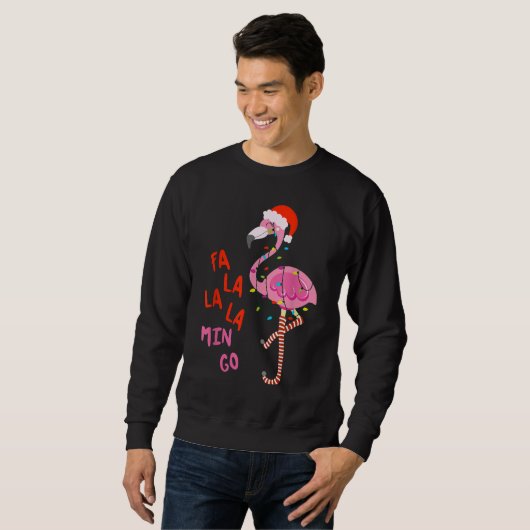 Fa La La La La mingo Flamingo voor Kerstmis Trui (Voorkant volledig)