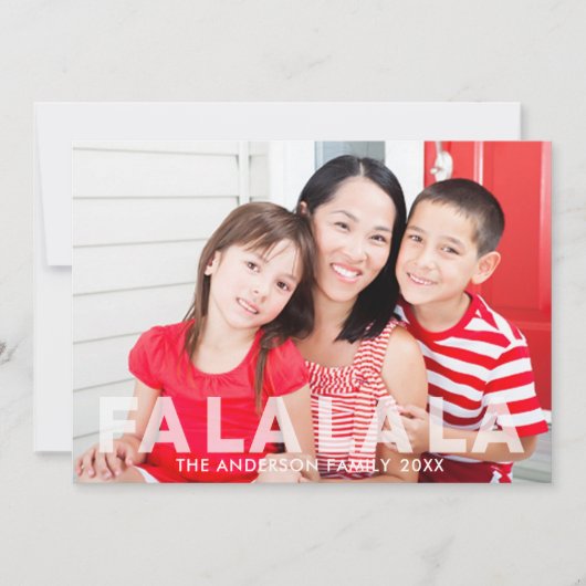 Fa La La La La Modern Translucent Overlay Foto Feestdagenkaart (Voorkant)