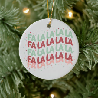 Fa La La La La Pastel Speelse Typografie Kerstmis Keramisch Ornament