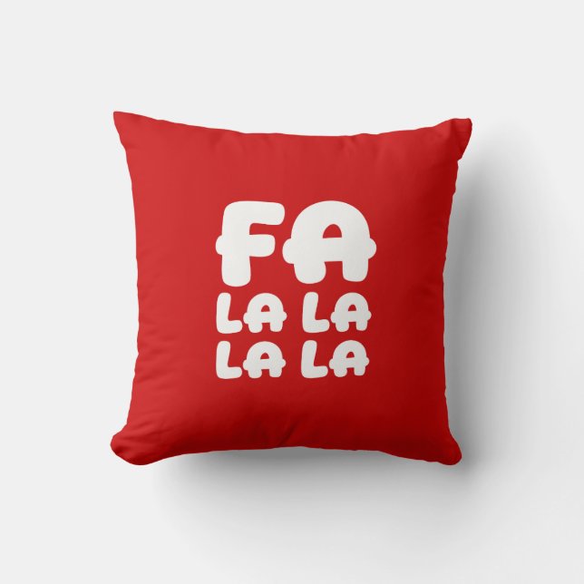 Fa La La La La Rode Kerst Accent Kussen (Voorkant)